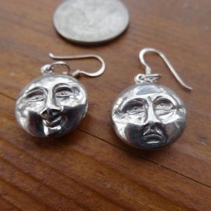 Sterling Silver Happy/Sad Face Dangle Earrings